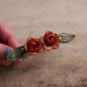 Tooled Leather Rose Bracelet